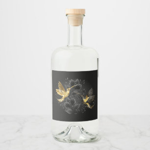 Black and Gold Hummingbird Liquor Bottle Label
