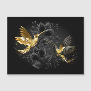 Black and Gold Hummingbird Magnetic Invitation