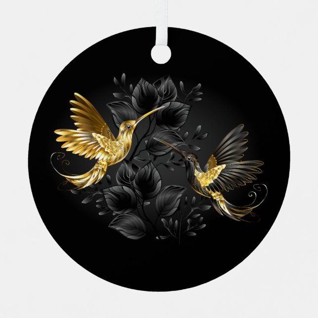 Black and Gold Hummingbird Metal Tree Decoration (Front)