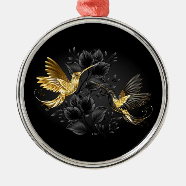 Black and Gold Hummingbird Metal Tree Decoration (Front)