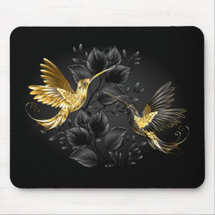 Black and Gold Hummingbird Mouse Mat