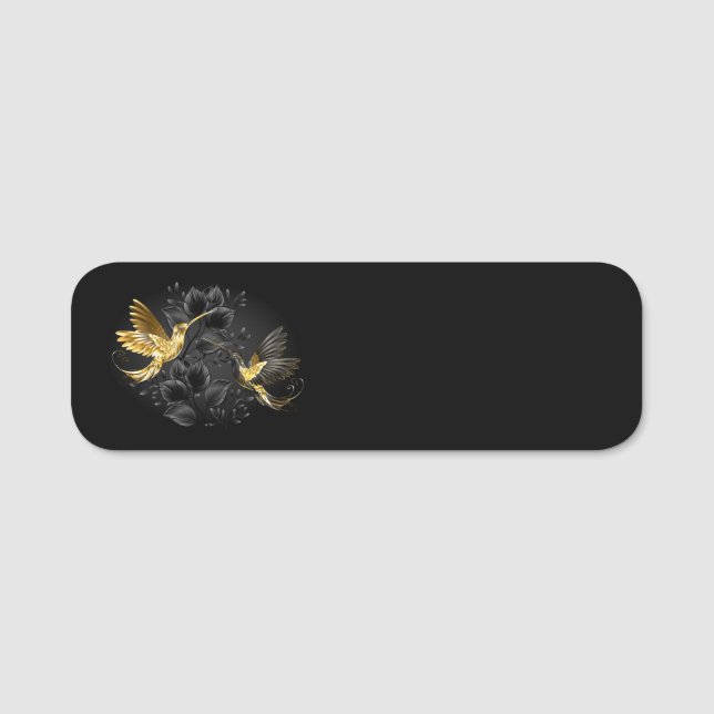 Black and Gold Hummingbird Name Tag (Front)