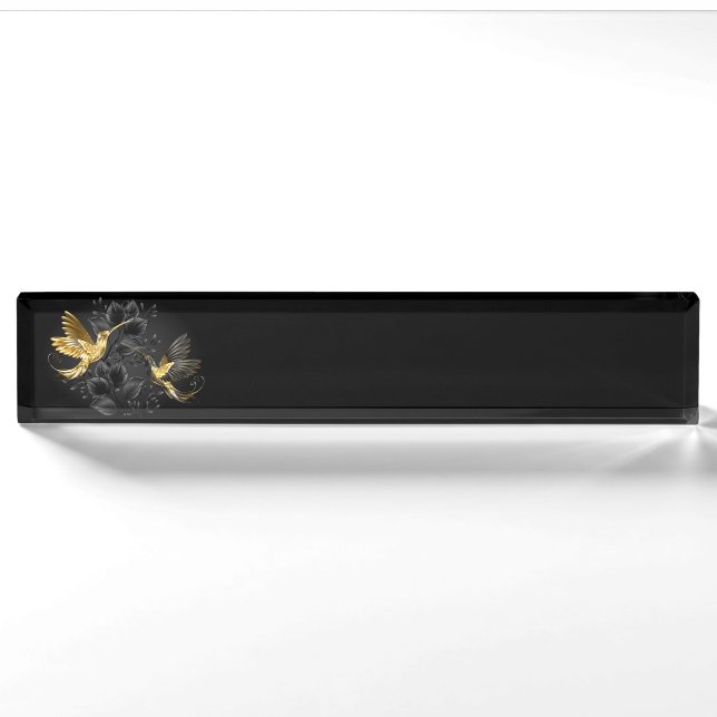 Black and Gold Hummingbird Nameplate (Front)