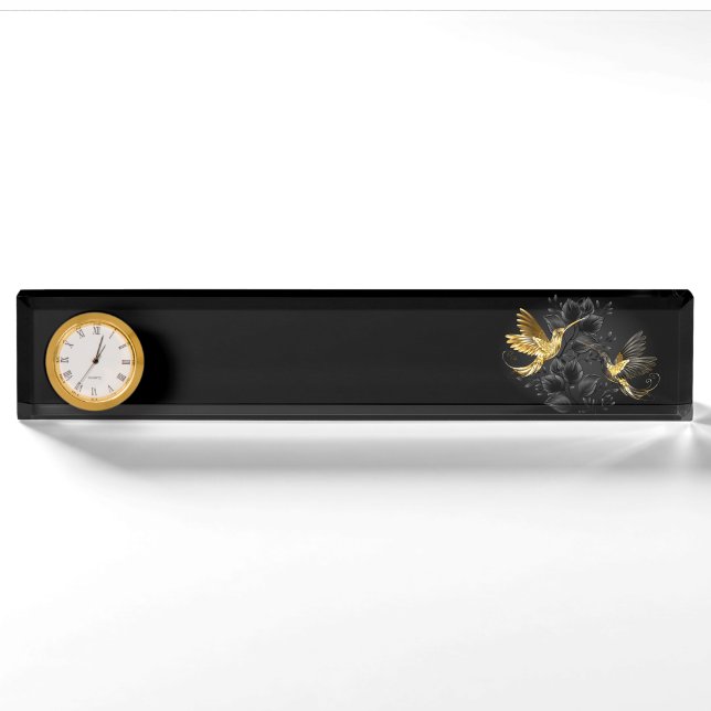 Black and Gold Hummingbird Nameplate (Front)