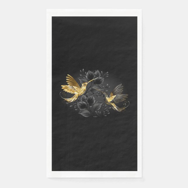 Black and Gold Hummingbird Napkin (Front)