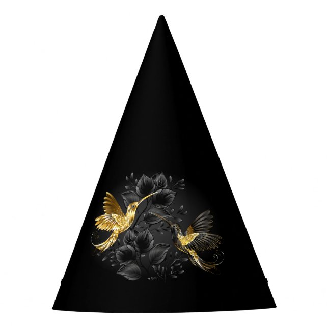Black and Gold Hummingbird Party Hat (Front)