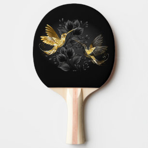 Black and Gold Hummingbird Ping Pong Paddle