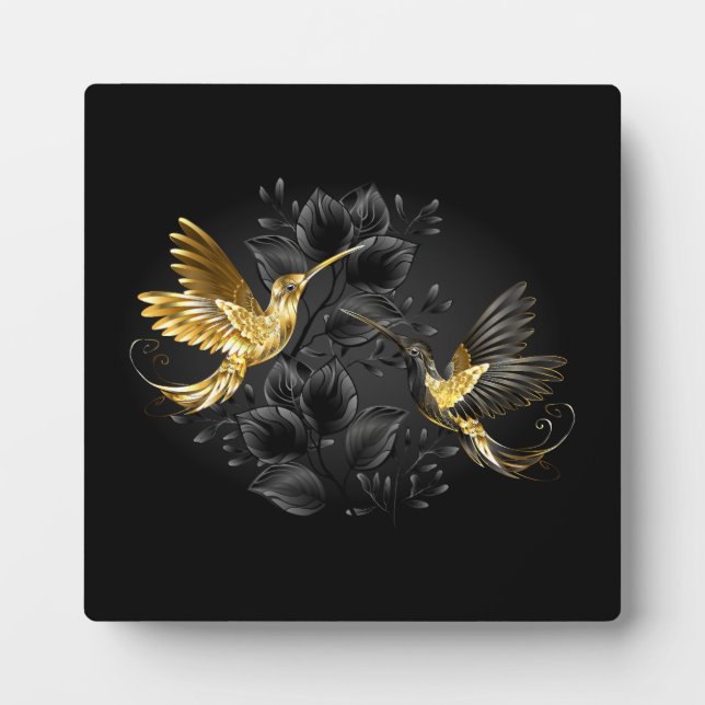 Black and Gold Hummingbird Plaque (Front)