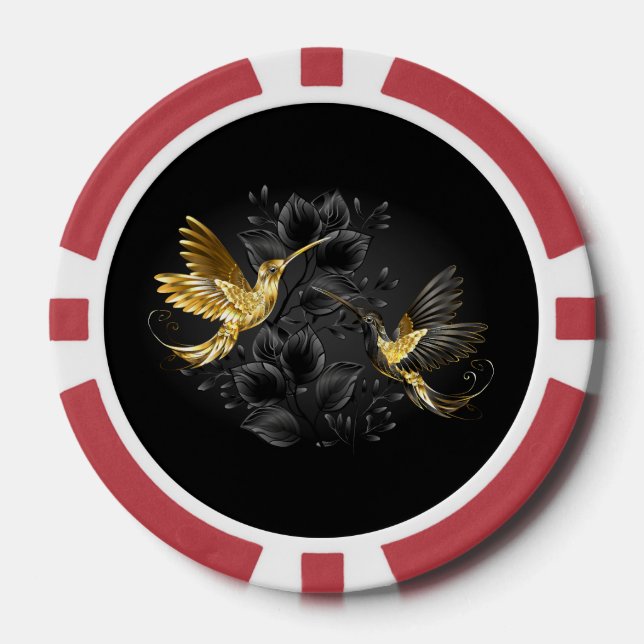 Black and Gold Hummingbird Poker Chips (Front)