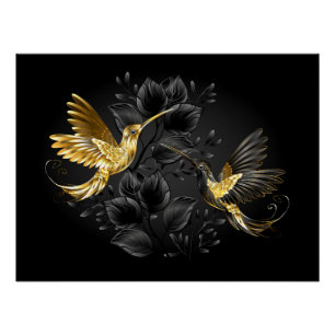 Black and Gold Hummingbird Poster