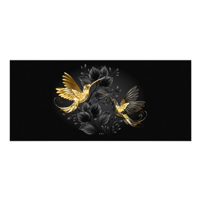 Black and Gold Hummingbird Rack Card (Front)