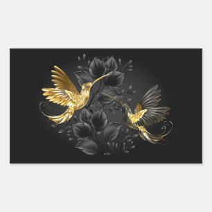 Black and Gold Hummingbird Rectangular Sticker