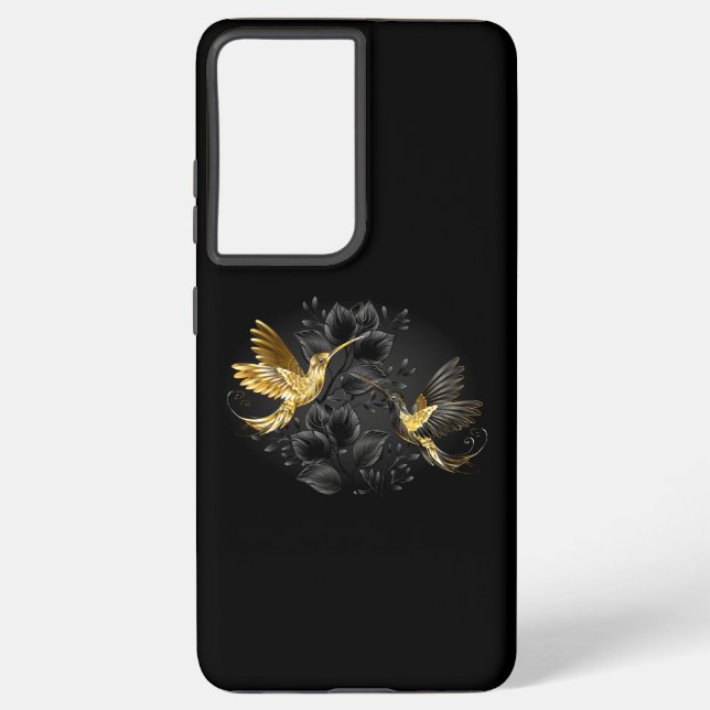 Black and Gold Hummingbird Samsung Galaxy S21 Ultra Case (Back)