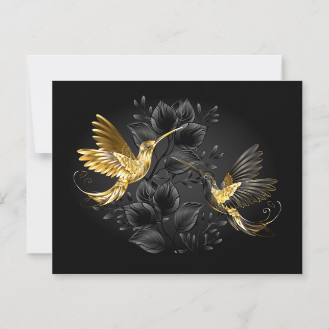 Black and Gold Hummingbird Save The Date (Front)