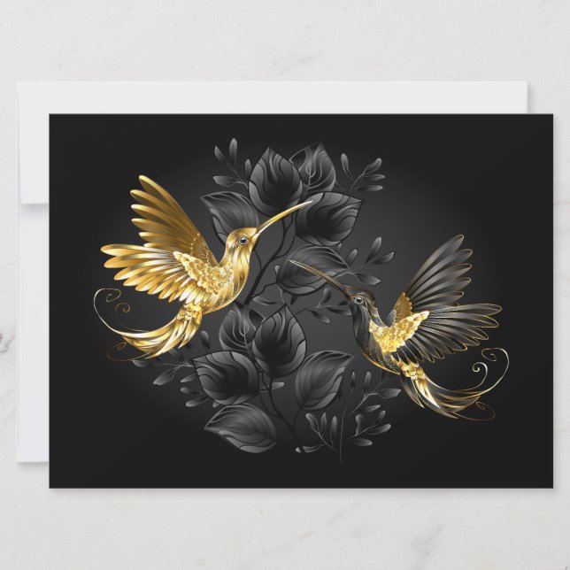 Black and Gold Hummingbird Save The Date (Front)