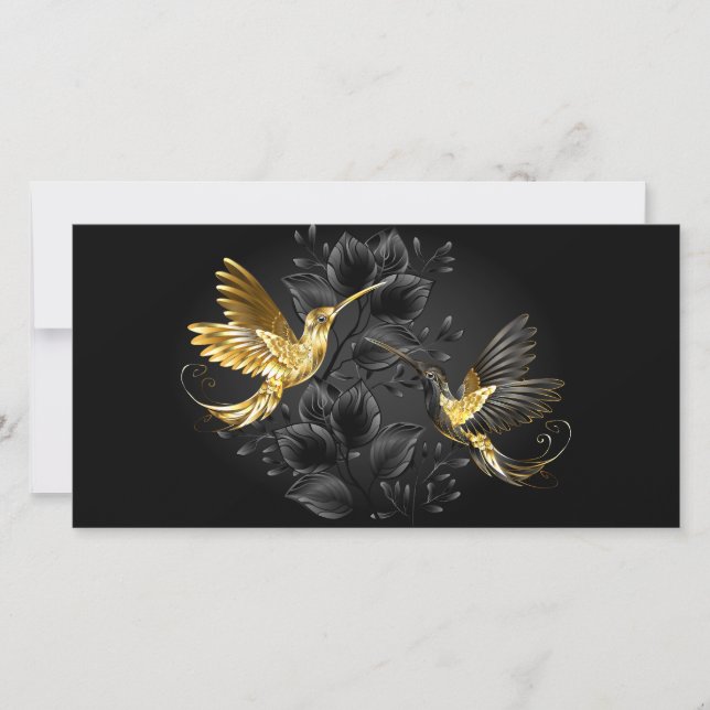 Black and Gold Hummingbird Save The Date (Front)