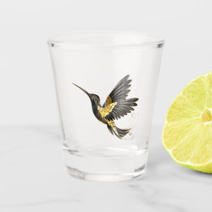 Black and Gold Hummingbird Shot Glass