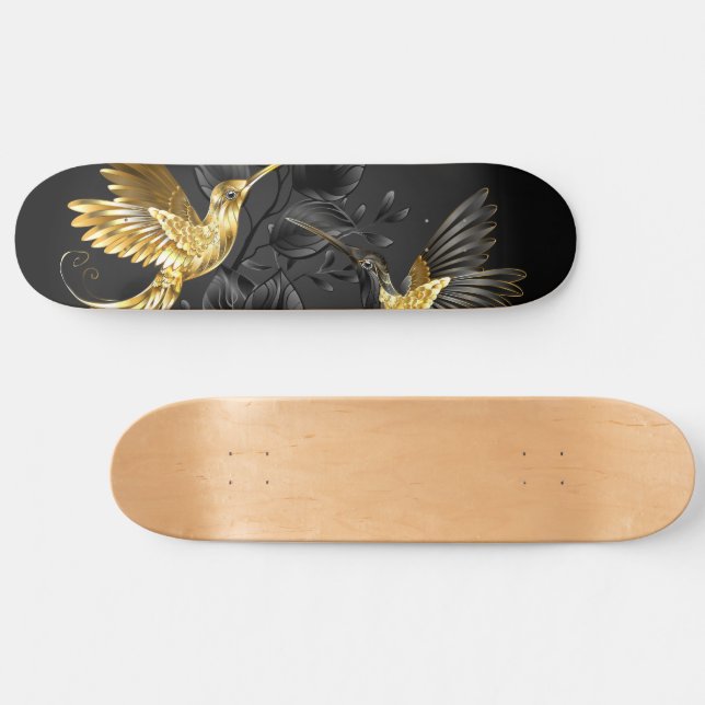 Black and Gold Hummingbird Skateboard (Horz)