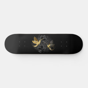 Black and Gold Hummingbird Skateboard