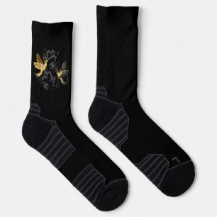 Black and Gold Hummingbird Socks