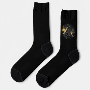 Black and Gold Hummingbird Socks