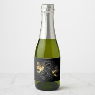 Black and Gold Hummingbird Sparkling Wine Label