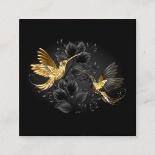 Black and Gold Hummingbird Square Business Card