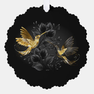 Black and Gold Hummingbird Tree Decoration Card