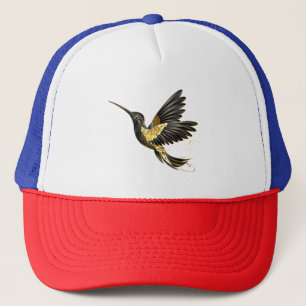 Black and Gold Hummingbird Trucker Hat