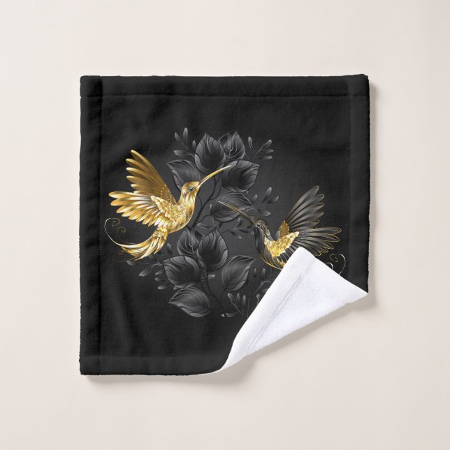 Black and Gold Hummingbird Wash Cloth (Wash Cloth)