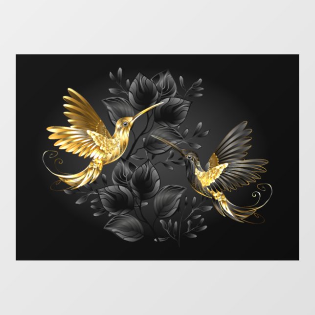 Black and Gold Hummingbird Window Cling (Sheet)