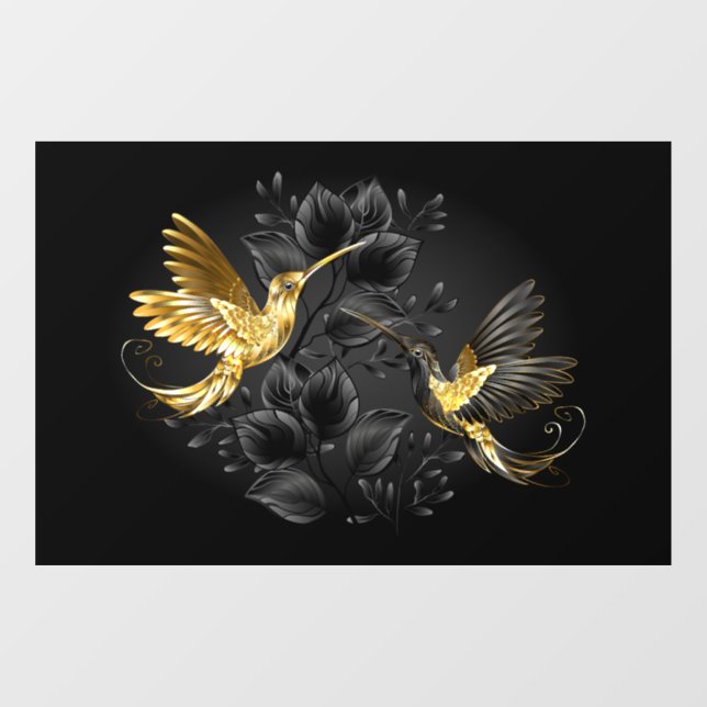 Black and Gold Hummingbird Window Cling (Sheet)