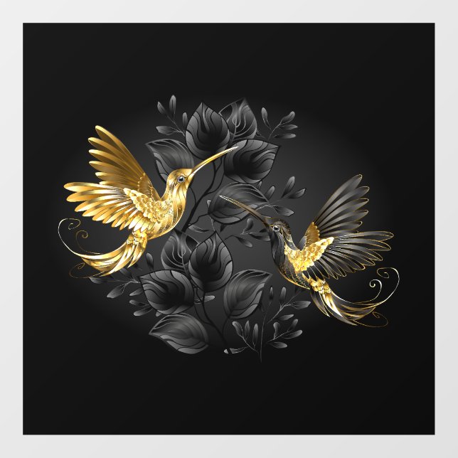 Black and Gold Hummingbird Window Cling (Sheet)