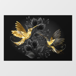 Black and Gold Hummingbird Window Cling