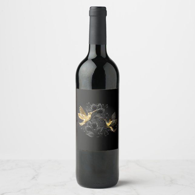 Black and Gold Hummingbird Wine Label (Front)