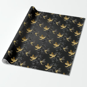 Black and Gold Hummingbird Wrapping Paper