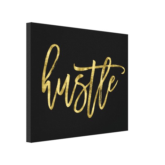 Black And Gold Hustle Wrapped Canvas 14x11
