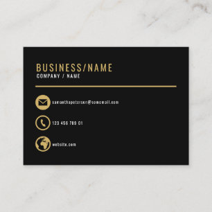 Black and gold icons business card. business card