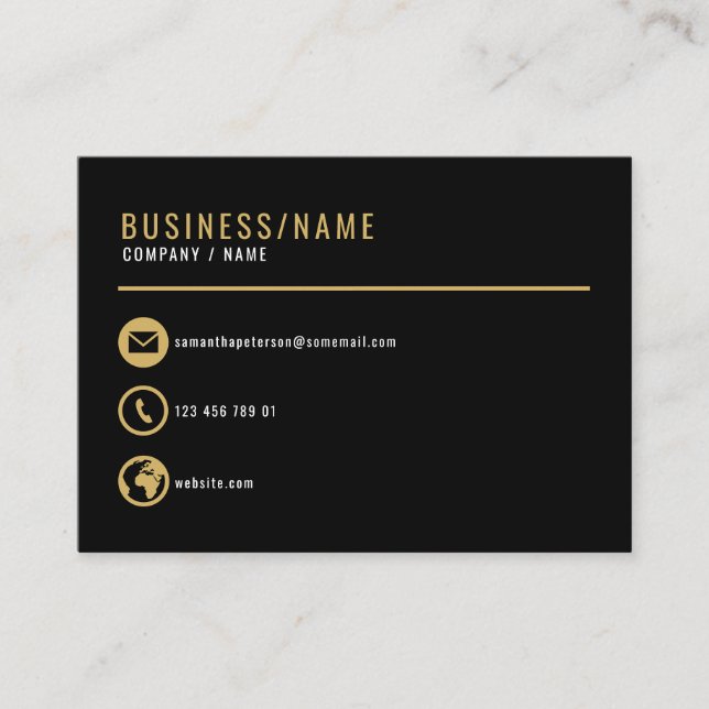 Black and gold icons business card. business card (Front)