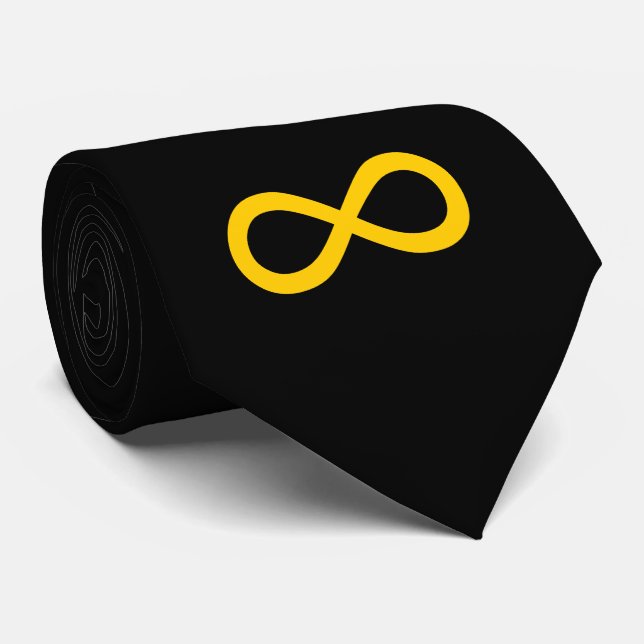 Black and Gold Infinity Symbol Tie (Rolled)