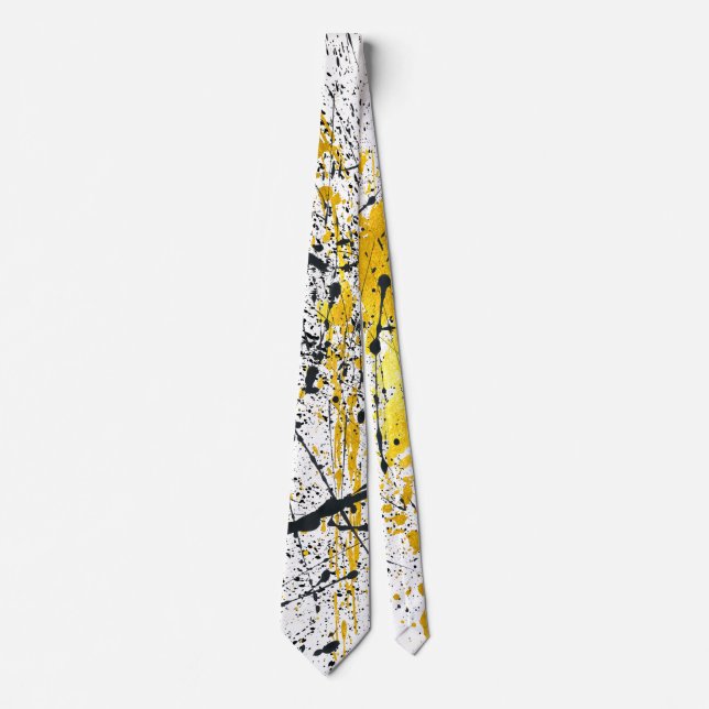 Black and Gold Ink Strokes Tie (Front)