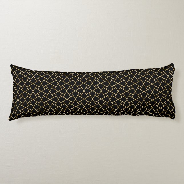 Black and Gold Islamic Pattern Body Pillow (Front)