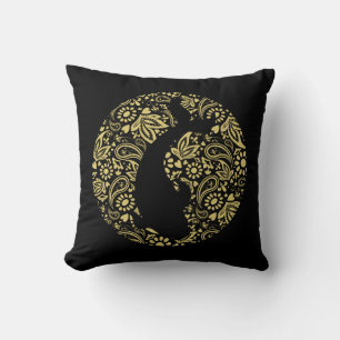 Black and Gold Japanese Koi Fish Cushion