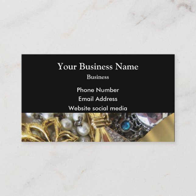 Black and gold jewellery collection business card (Front)