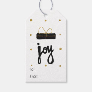Black and gold Joy gift present sophisticated Gift Tags