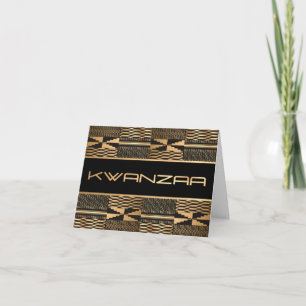 Black and Gold Kente Print "Happy Kwanzaa"  Card