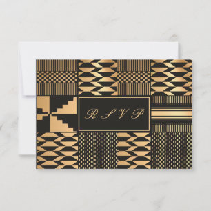 Black and Gold Kente RSVP Card