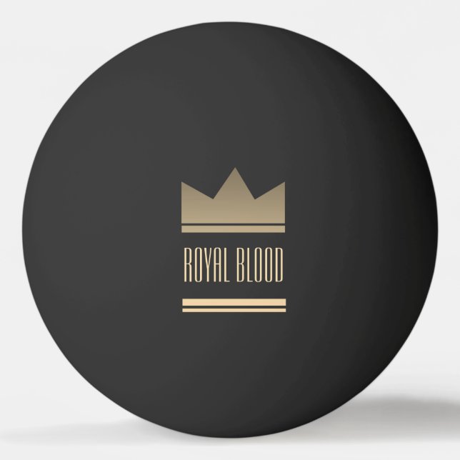 Black and Gold King Crown Ping Pong Ball (Front)
