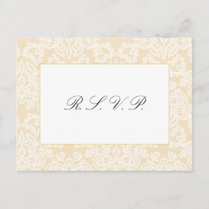 Black and Gold Lace Elegant Script Wedding Reply Postcard