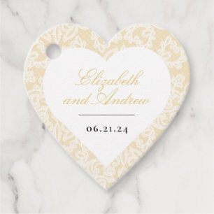 Black and Gold Lace Elegant Script Wedding Square Favour Tags